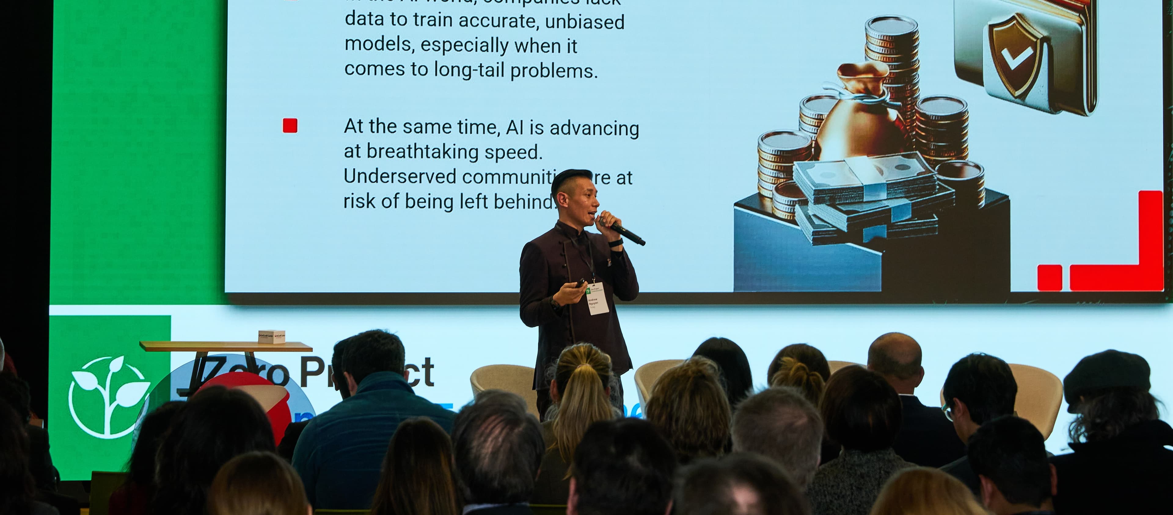 Dru Nguyen speaking on stage at Zero Project Conference 2026