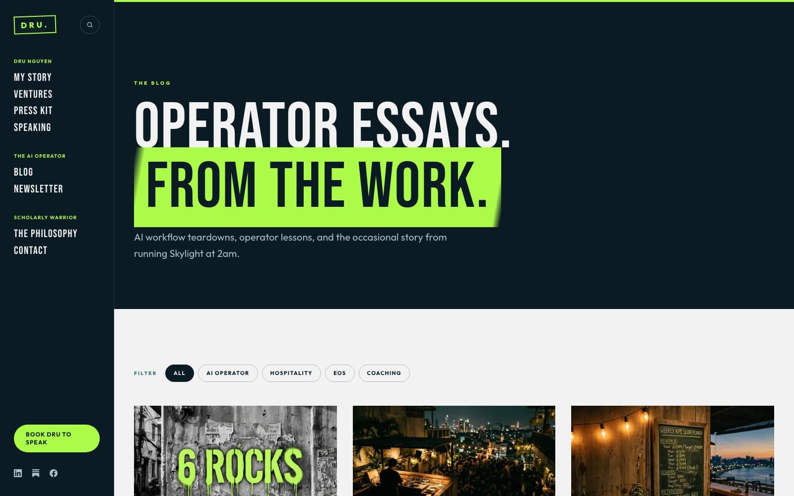 The blog with topic filter pills on the white content surface